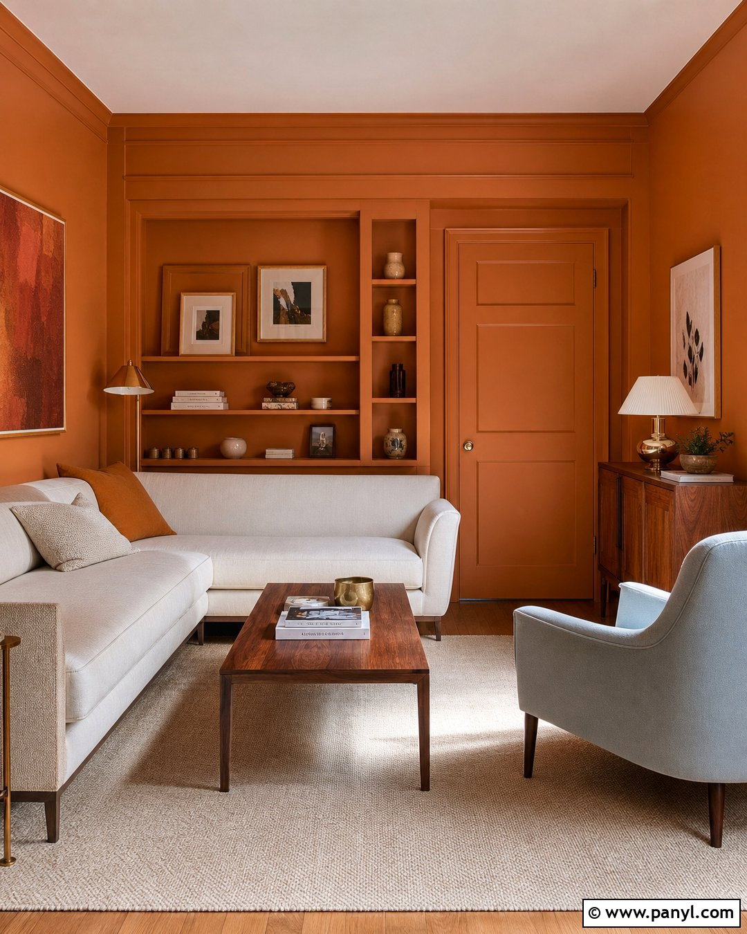 Orange Color Drenched Room - 35 orange wall paint ideas