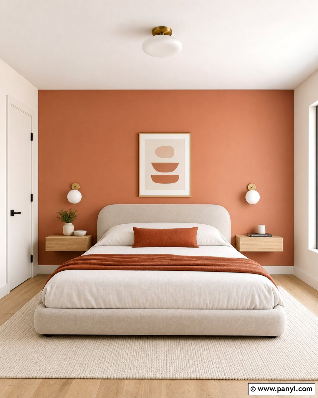 Orange Feature Wall Minimalist Bedroom - 30 orange feature wall ideas
