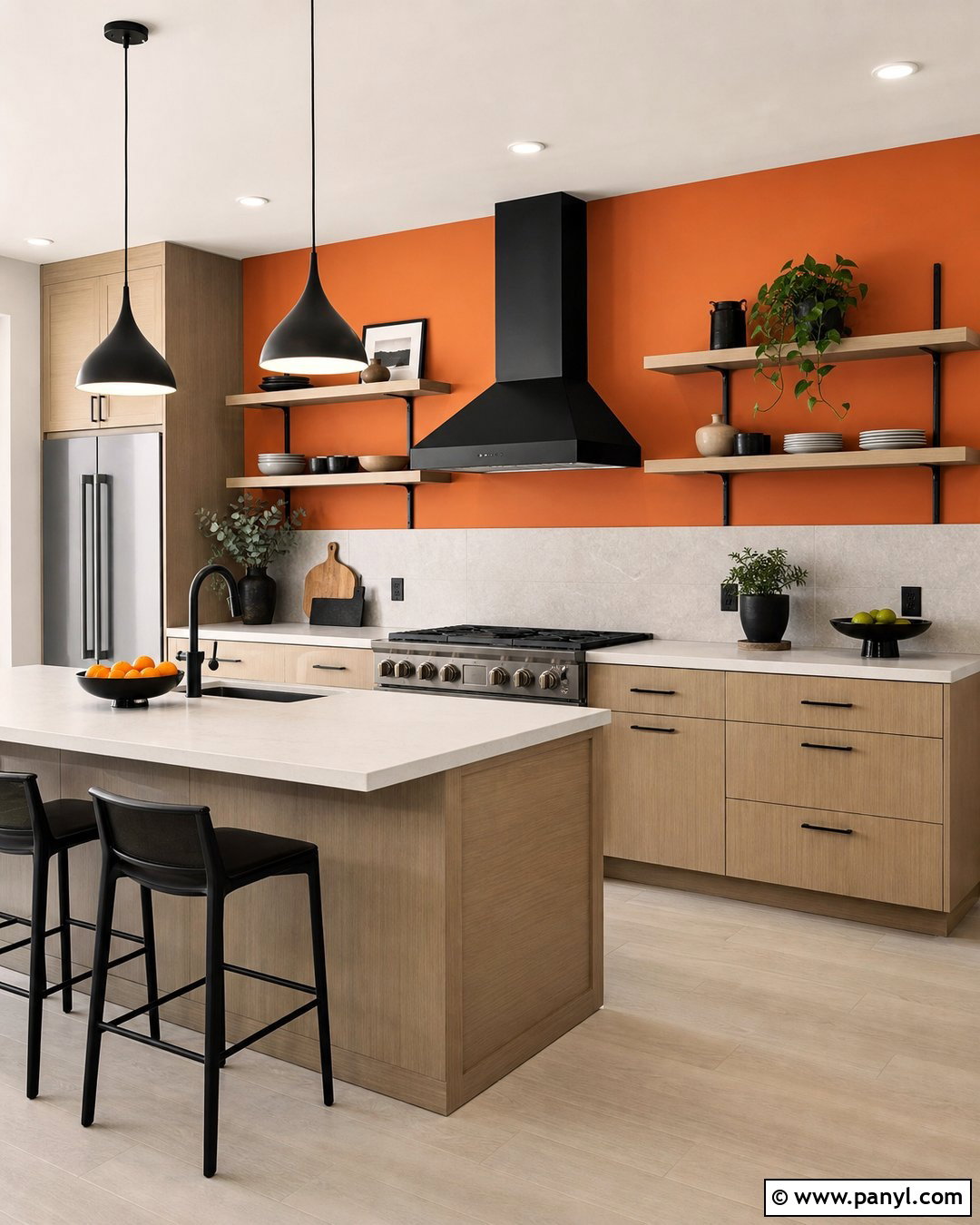 Orange Feature Wall Modern Kitchen - 30 orange feature wall ideas