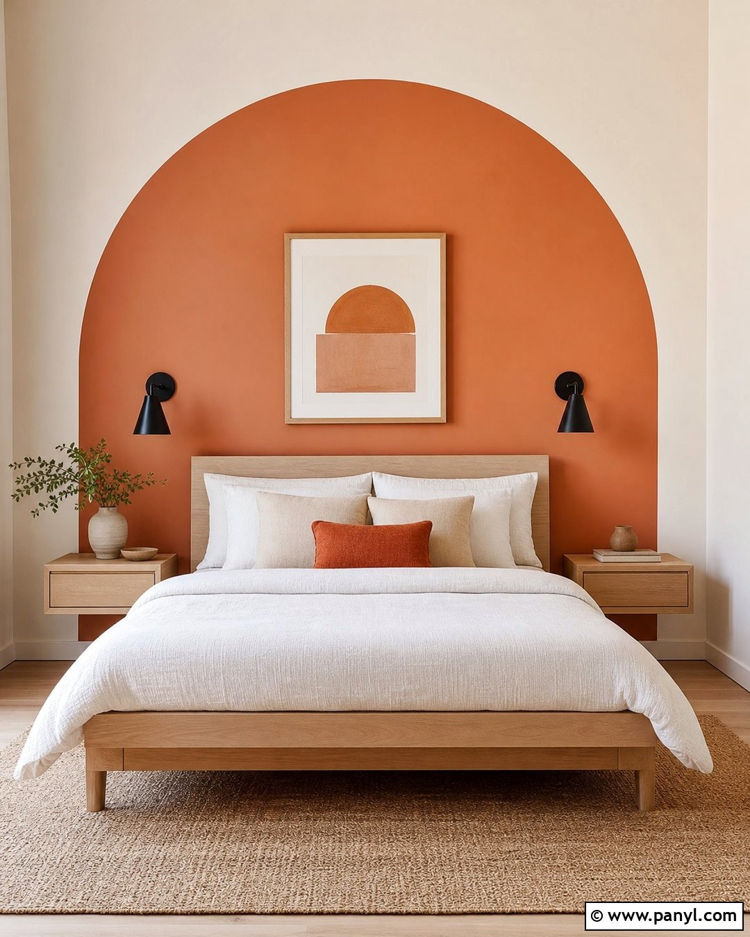 Orange Feature Wall With Arched Paint - 30 orange feature wall ideas