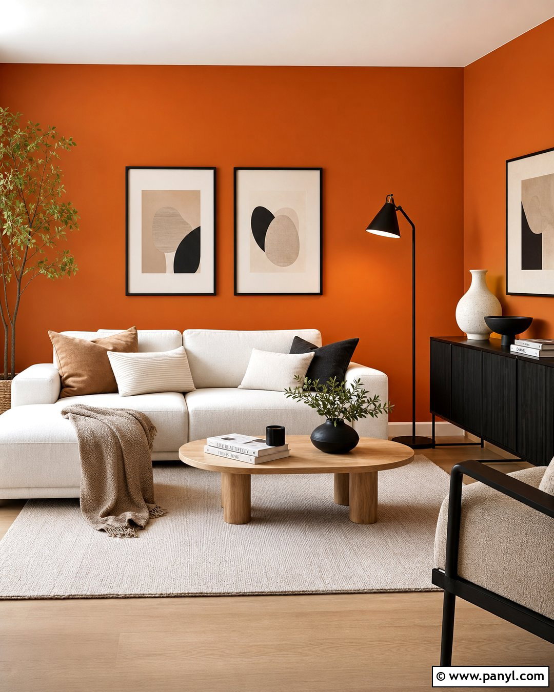 Orange Feature Wall With Black Accents - 30 orange feature wall ideas