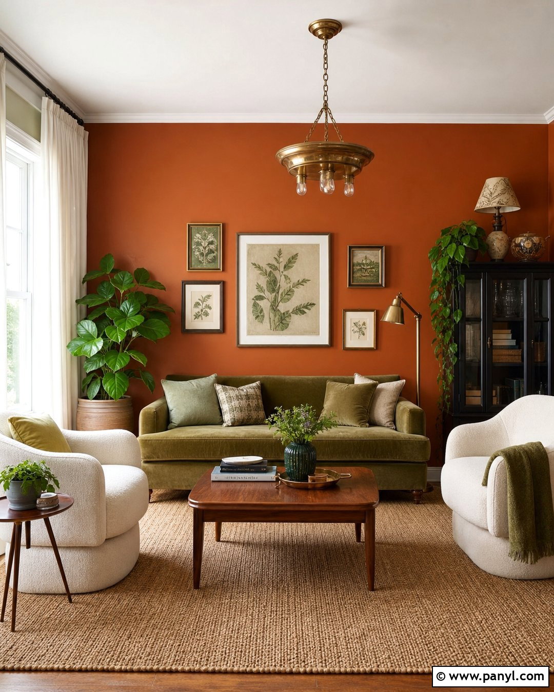 Orange Feature Wall With Green Decor - 30 orange feature wall ideas