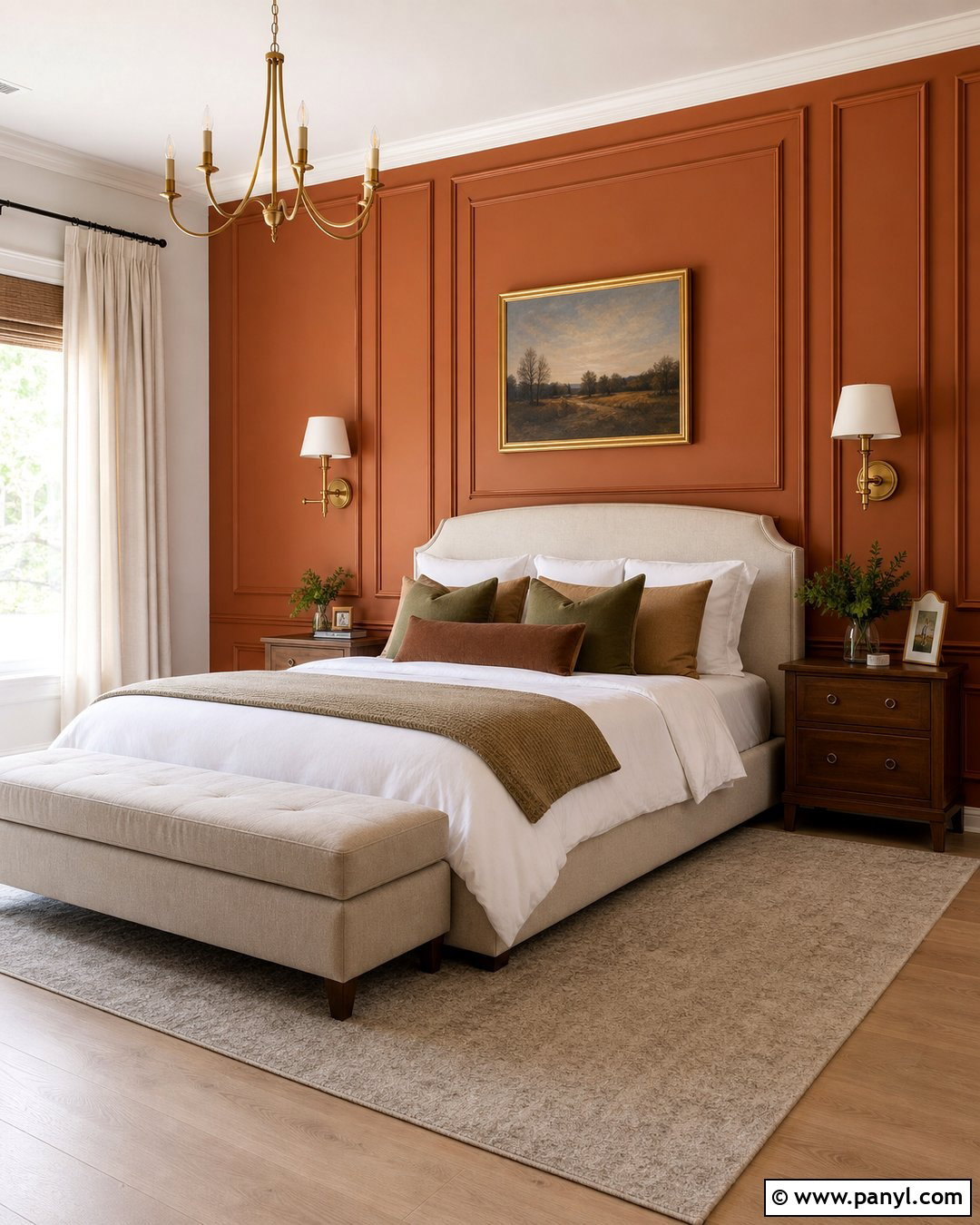 Orange Feature Wall With Picture Frame Molding - 30 orange feature wall ideas