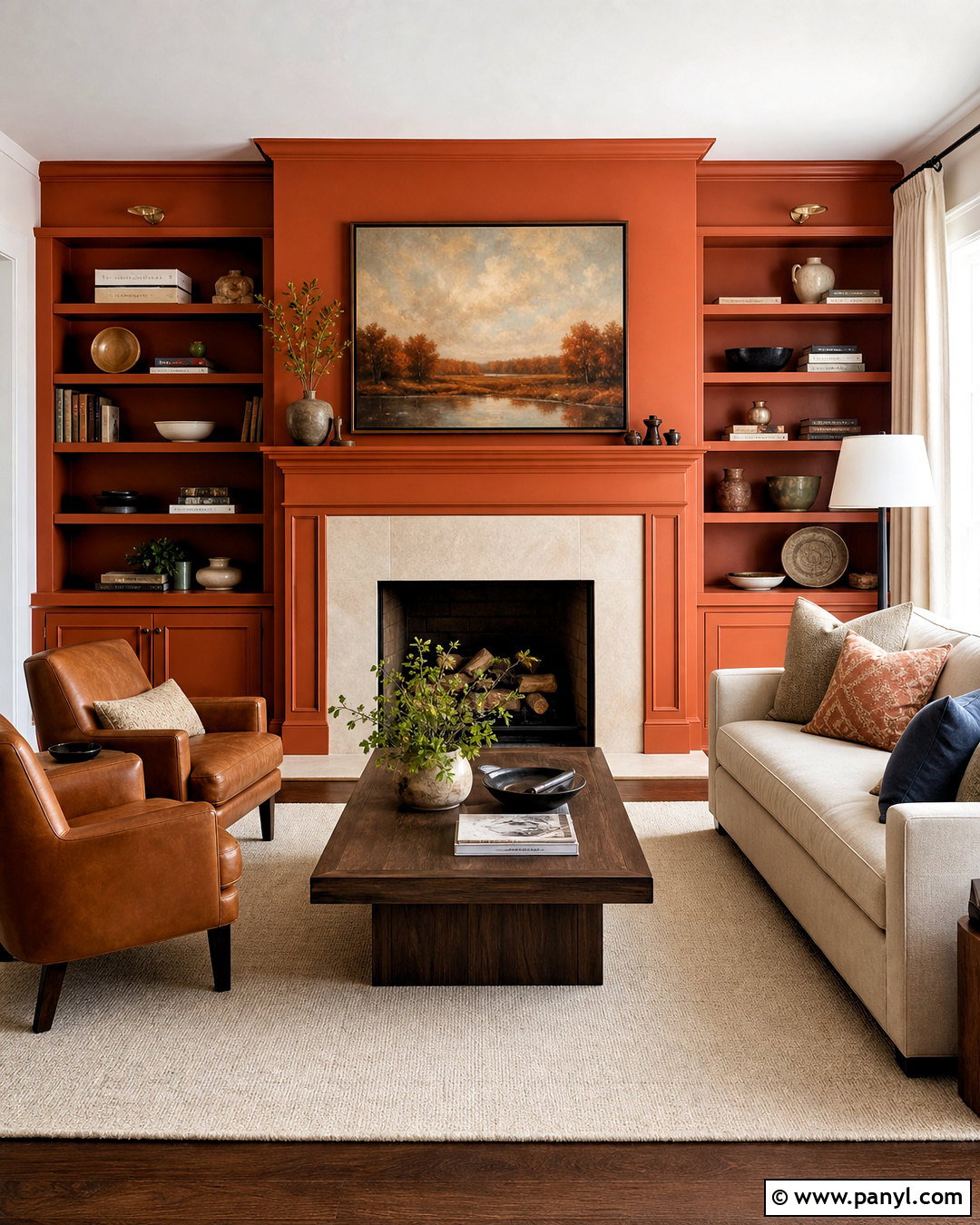 Orange Fireplace Wall - 20 orange wall decor ideas