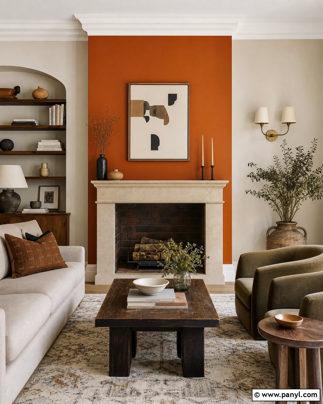 Orange Fireplace Wall - 30 Orange Painted Walls