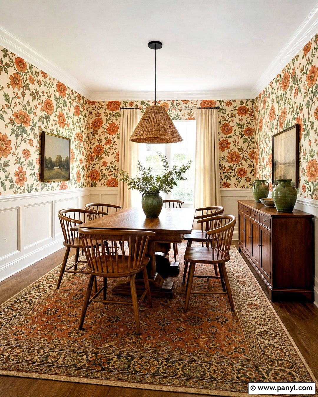 Orange Floral Wallpaper Dining Room - 20 orange wall decor ideas