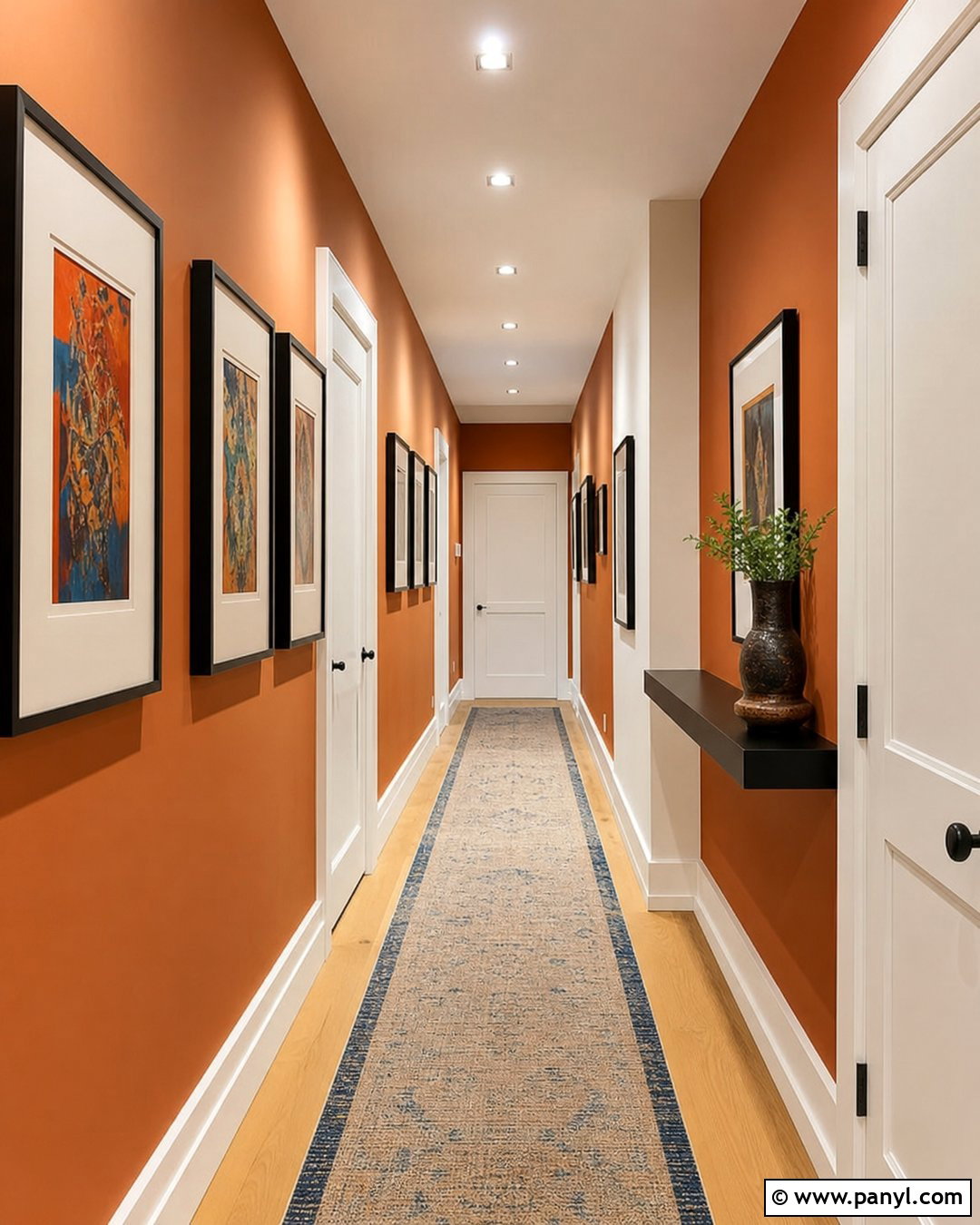 Orange Gallery Wall Hallway - 30 orange accent walls