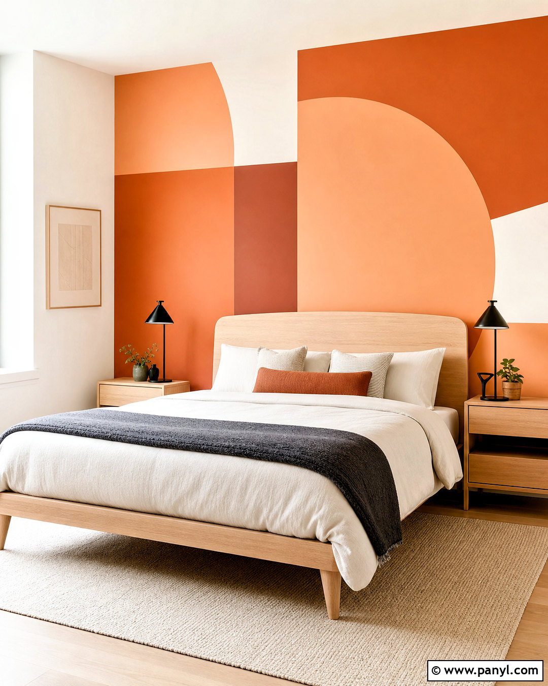 Orange Geometric Accent Wall Bedroom - 20 orange accent wall bedroom ideas