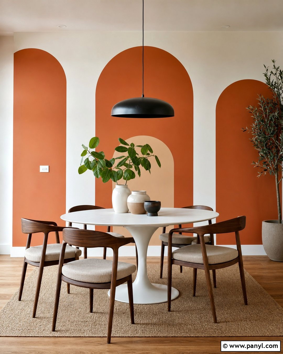 Orange Geometric Dining Room Accent Wall - 30 orange accent walls