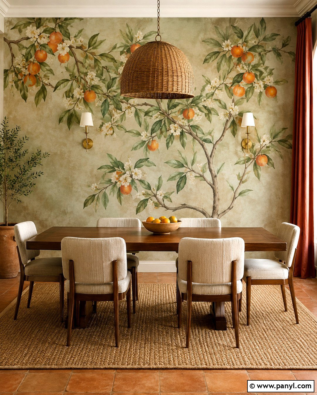 Orange Grove Dining Room Wall - 20 Citrus Wall Ideas