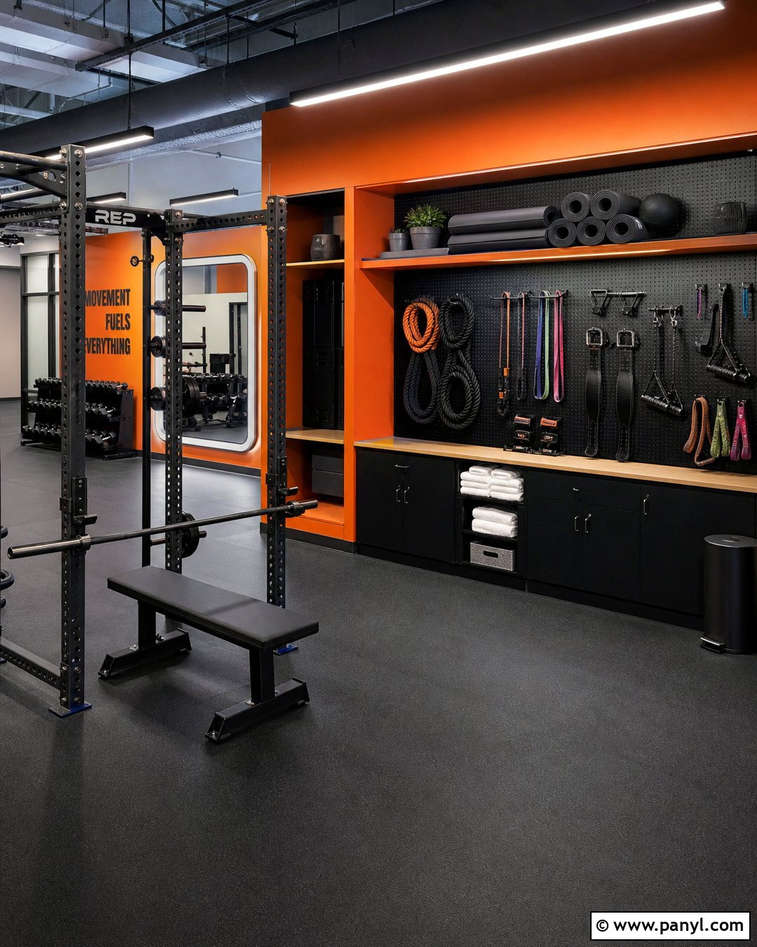 20 Orange Accent Wall Gym Ideas for Energizing Home Workouts