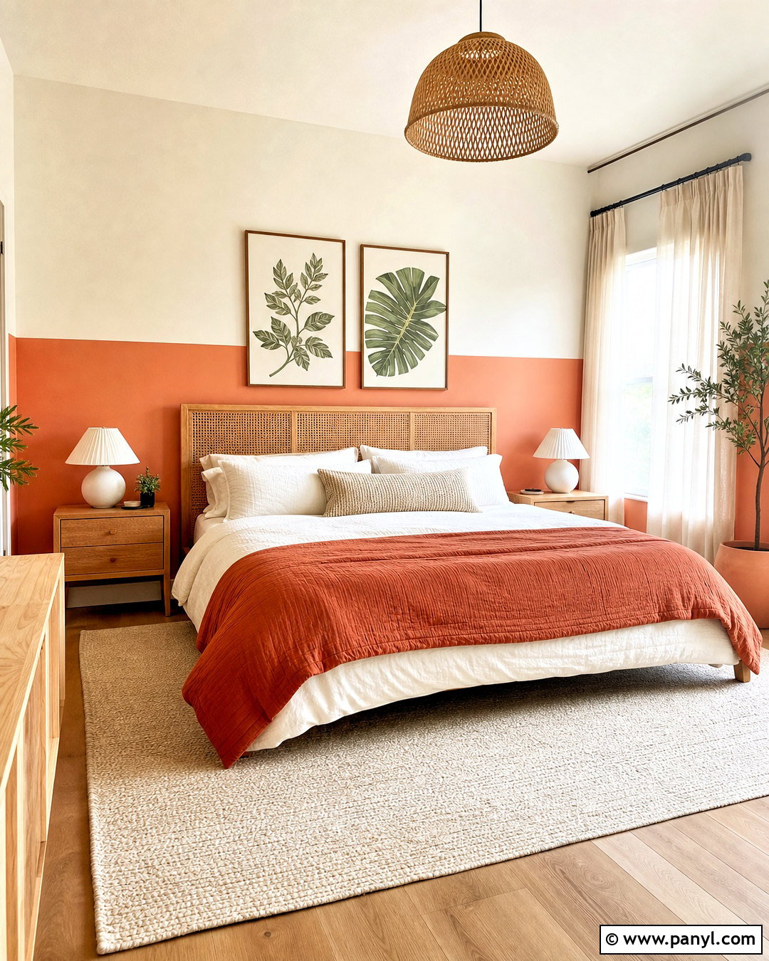 Orange Half-Painted Bedroom Wall - 20 orange wall decor ideas