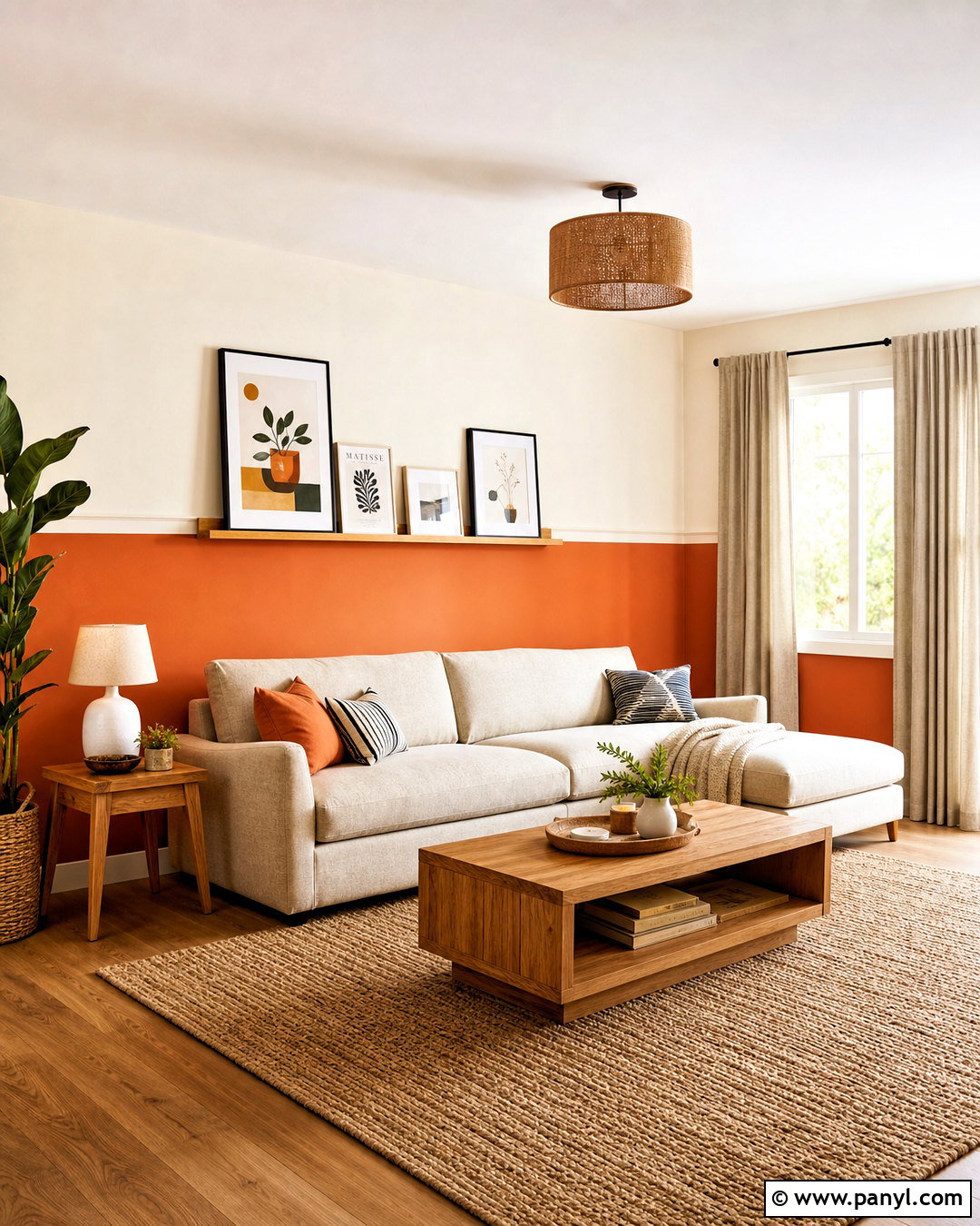 Orange Half Wall Living Room - 20 orange accent wall living room ideas