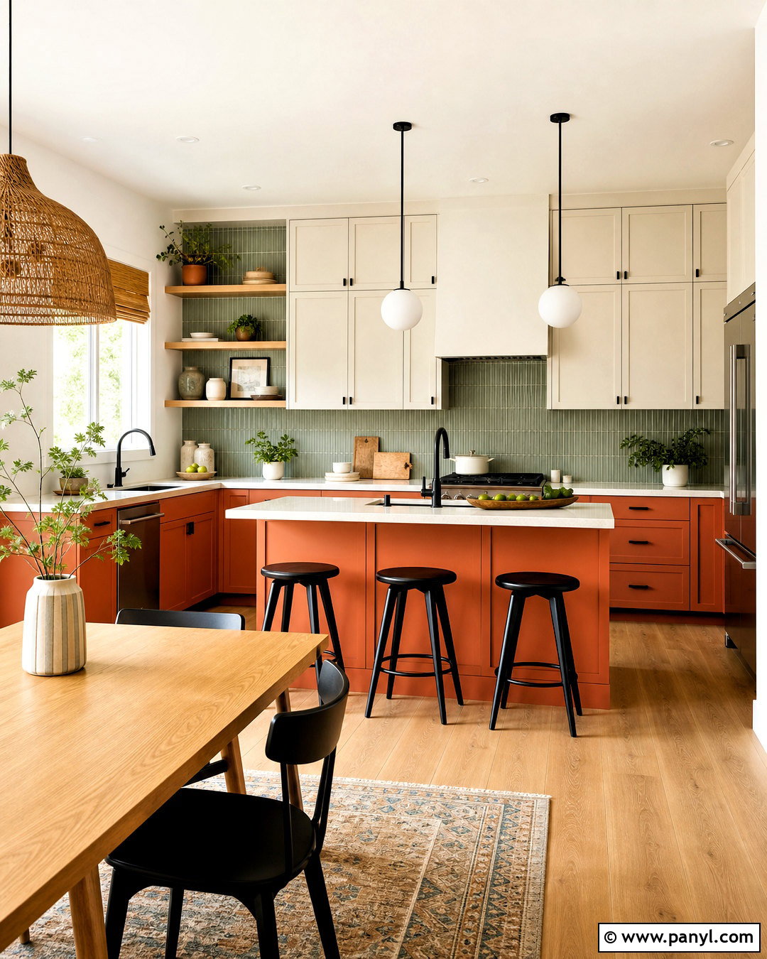 Orange Kitchen Cabinets With Green Backsplash - 20 green and orange kitchen ideas
