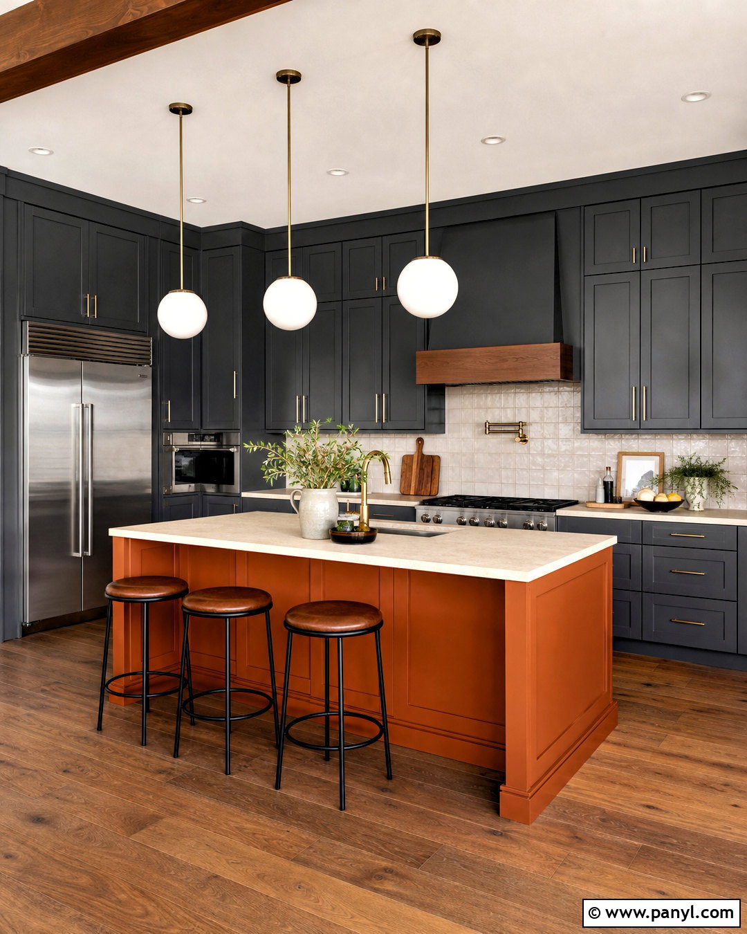 Orange Kitchen Island - 20 pop of color kitchen ideas