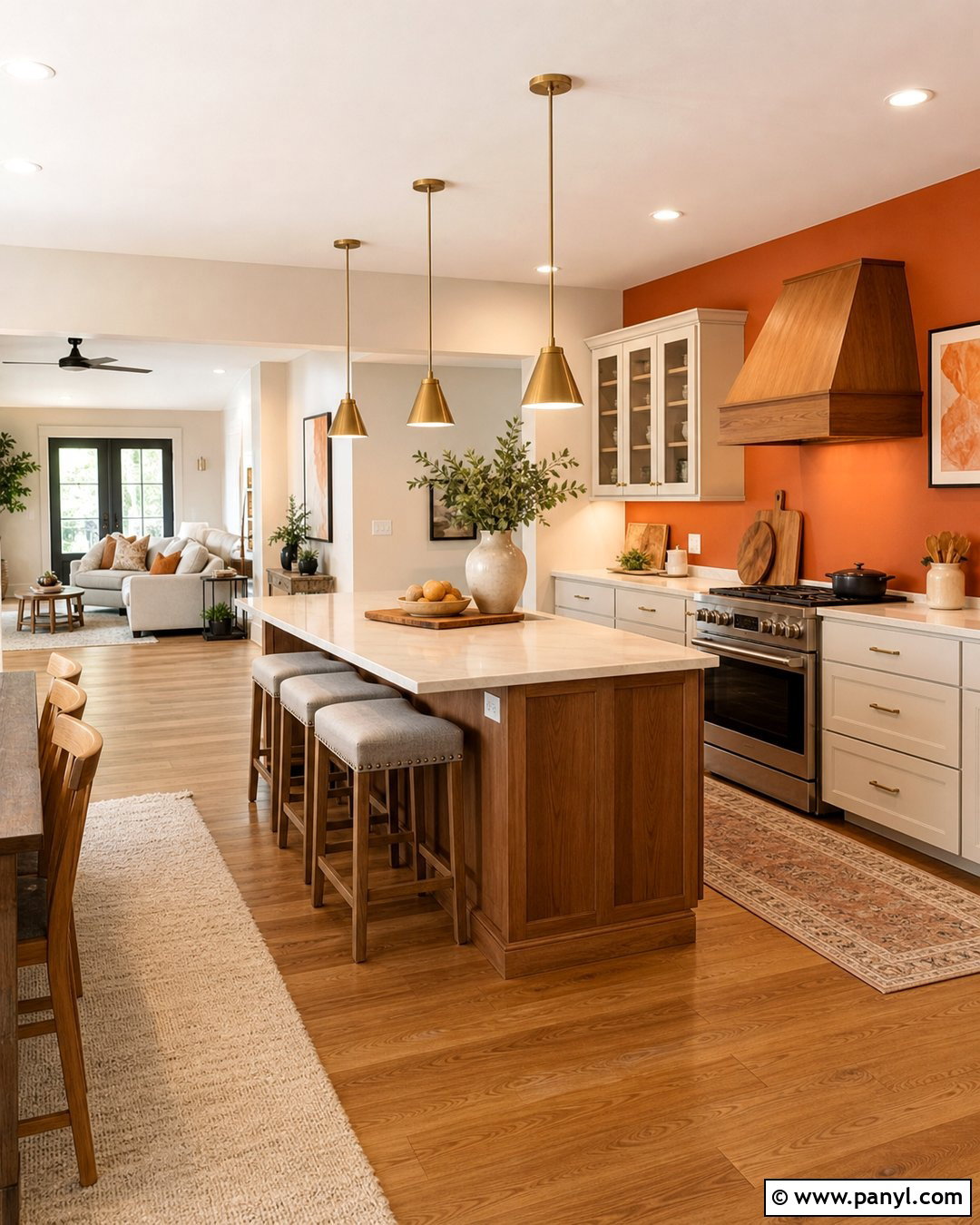 Orange Kitchen Walls In An Open Kitchen - 35 orange kitchen walls