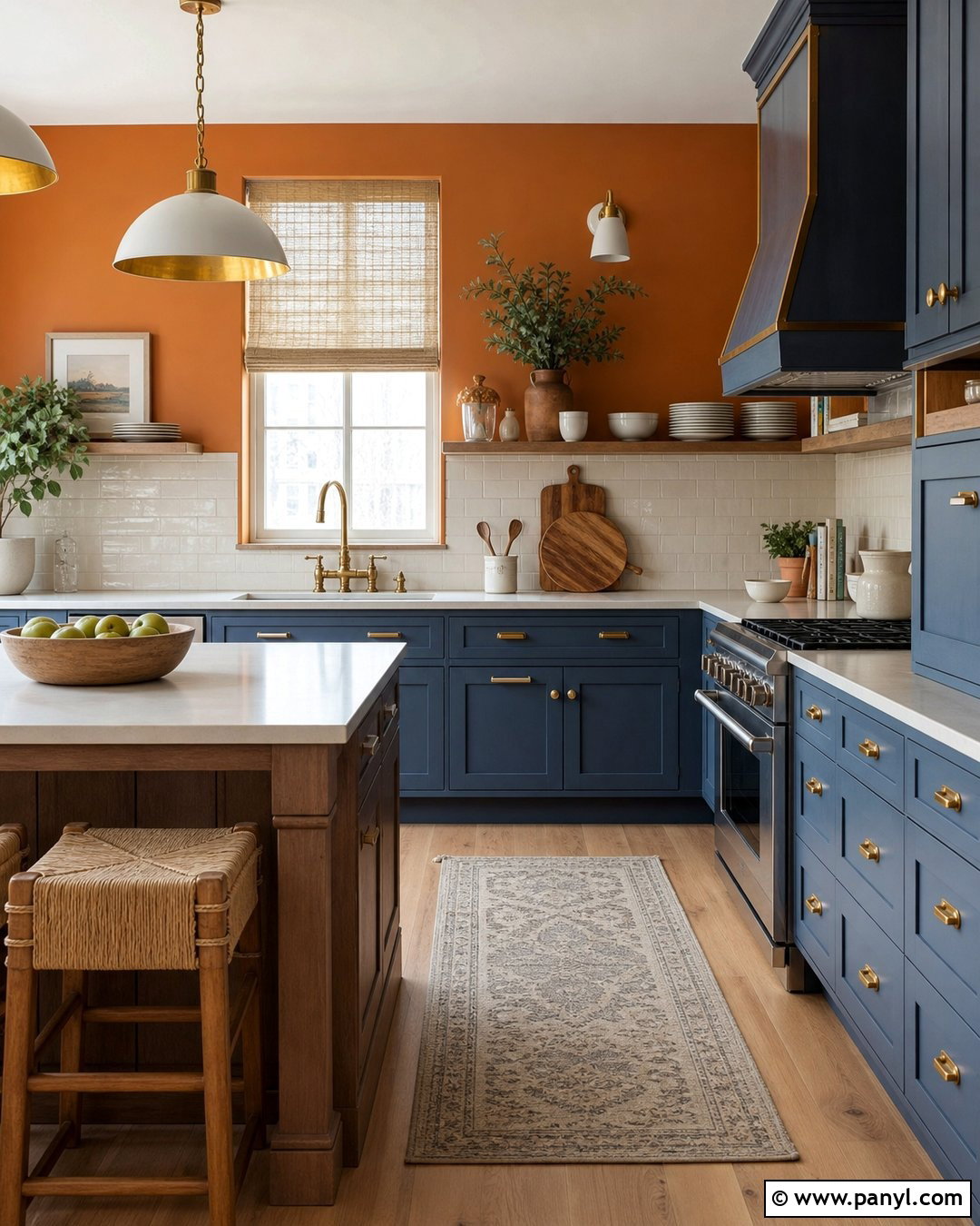 Orange Kitchen Walls With Blue Cabinets - 35 orange kitchen walls