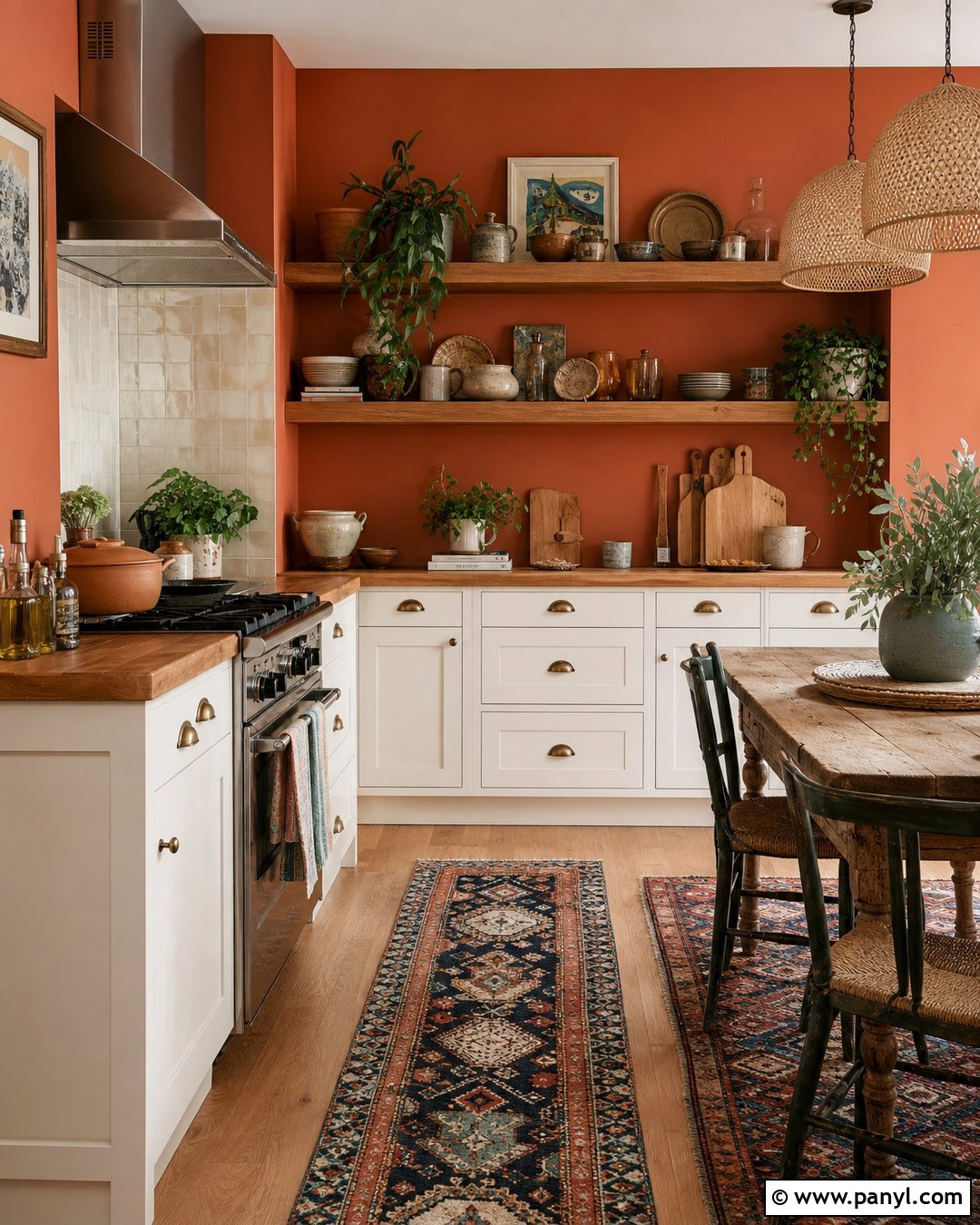Orange Kitchen Walls With Boho Decor - 35 orange kitchen walls