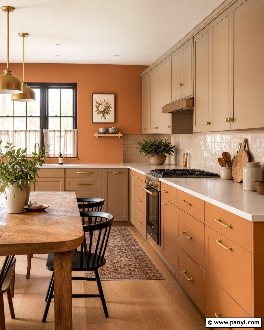Orange Kitchen Walls With Brass Hardware - 35 orange kitchen walls