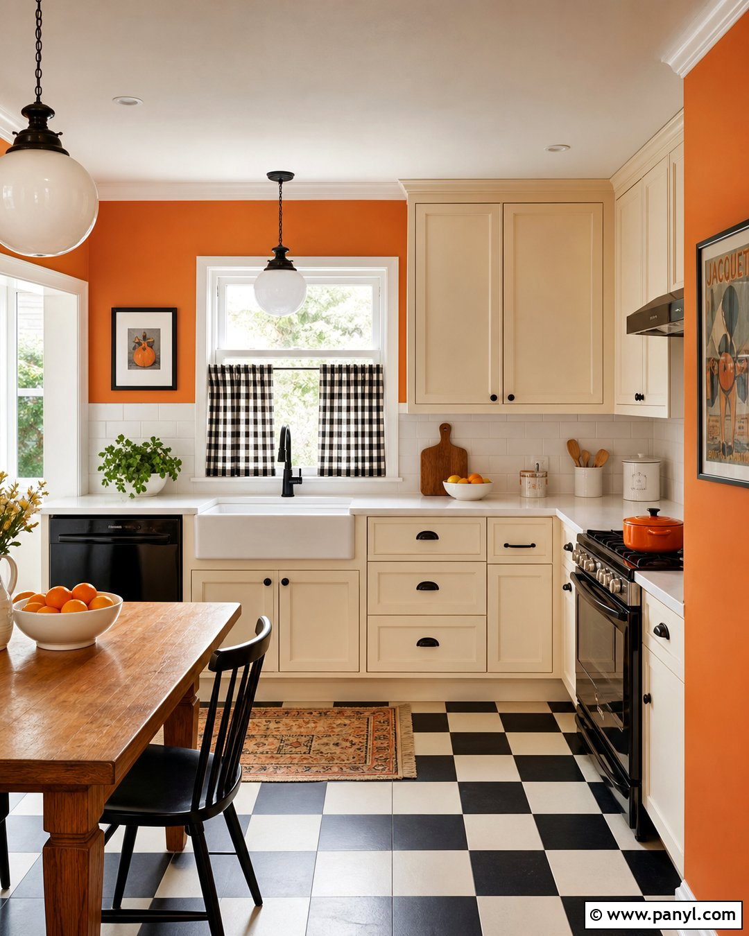 Orange Kitchen Walls With Checkerboard Floors - 35 orange kitchen walls