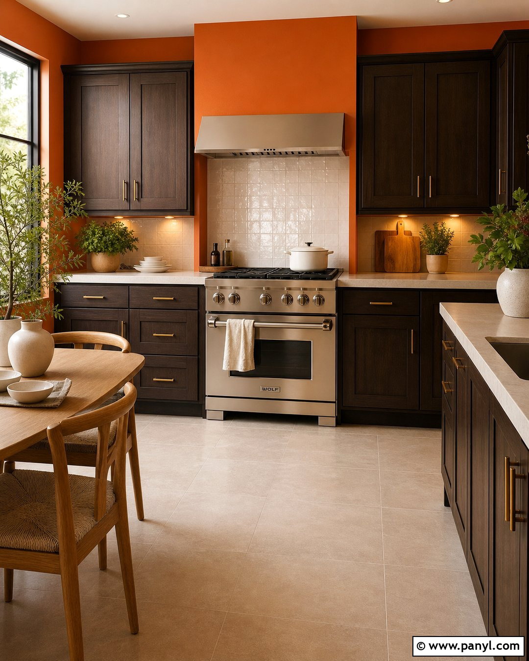 Orange Kitchen Walls With Dark Wood Cabinets - 35 orange kitchen walls