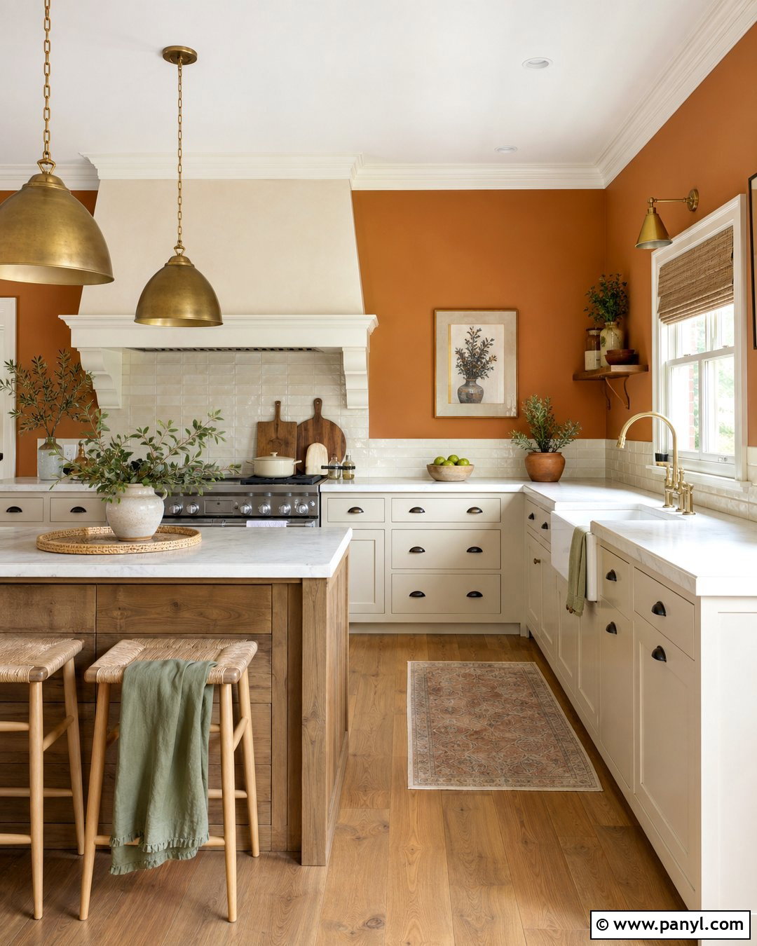 Orange Kitchen Walls With Farmhouse Cabinets - 35 orange kitchen walls