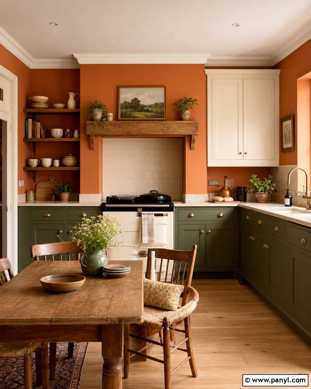 Orange Kitchen Walls With Green Cabinets - 35 orange kitchen walls