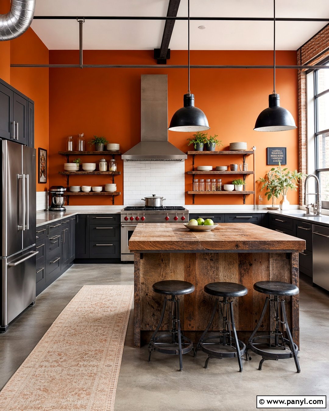 Orange Kitchen Walls With Industrial Details - 35 orange kitchen walls
