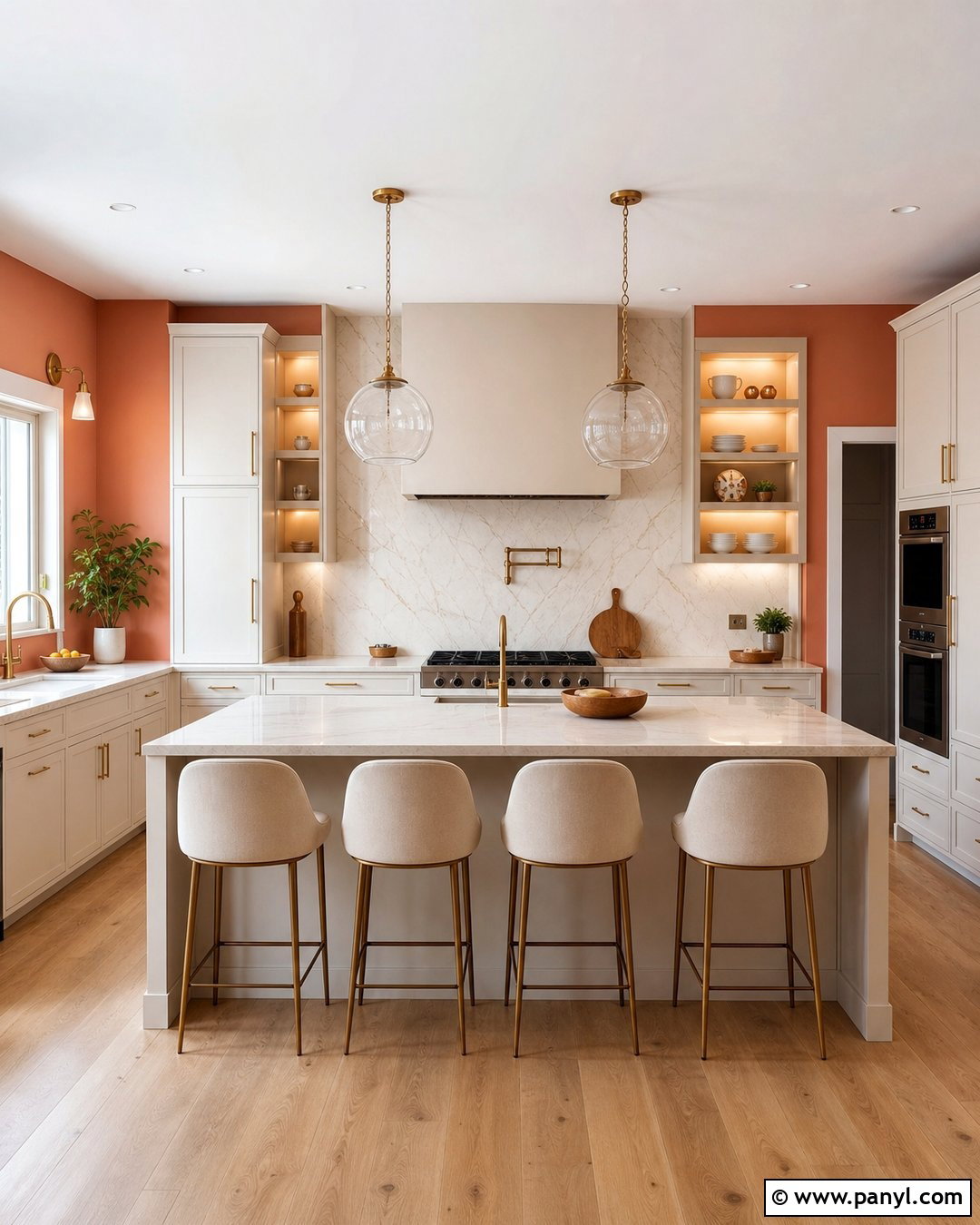 Orange Kitchen Walls With Marble Backsplash - 35 orange kitchen walls