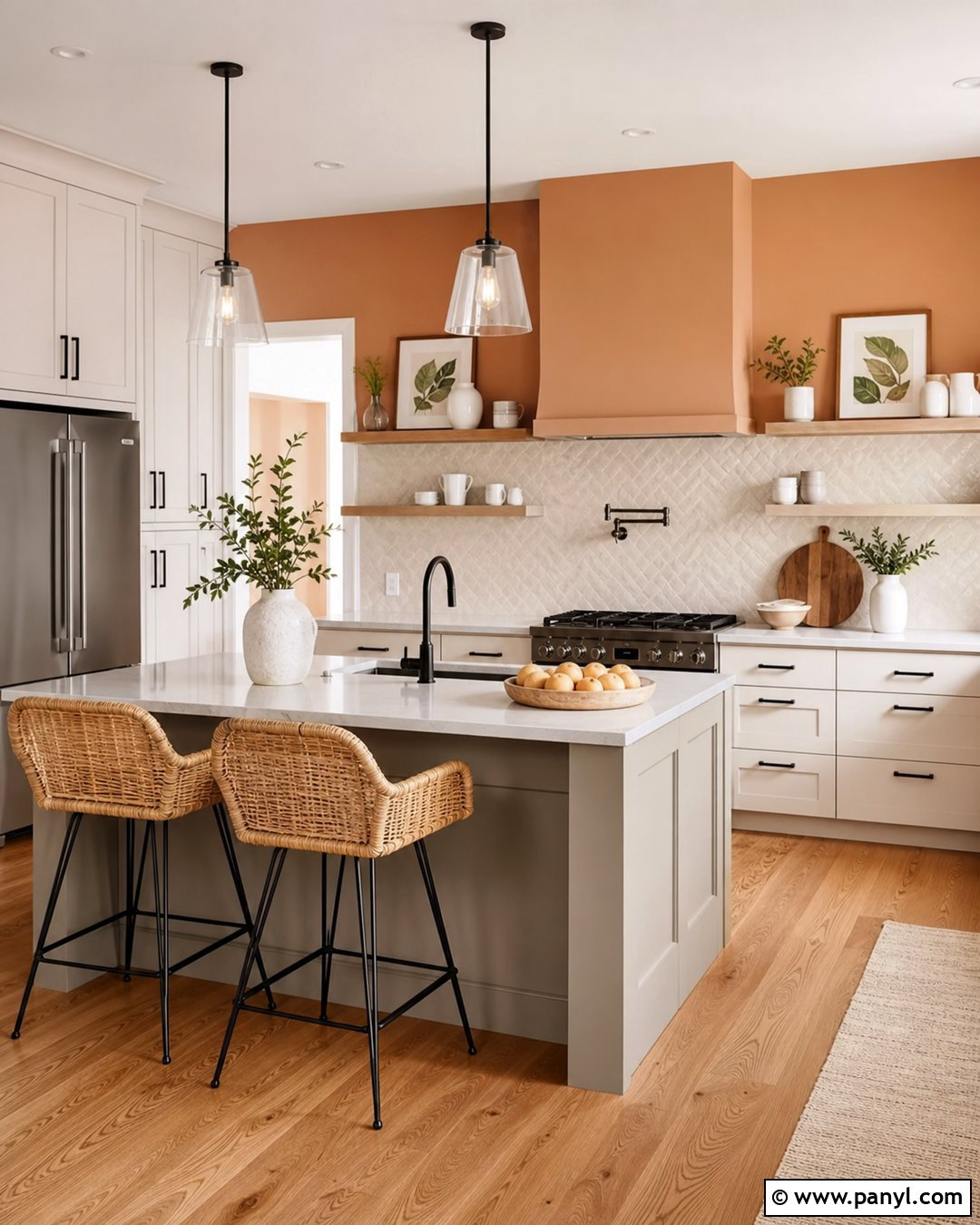 Orange Kitchen Walls With Matte Black Hardware - 35 orange kitchen walls