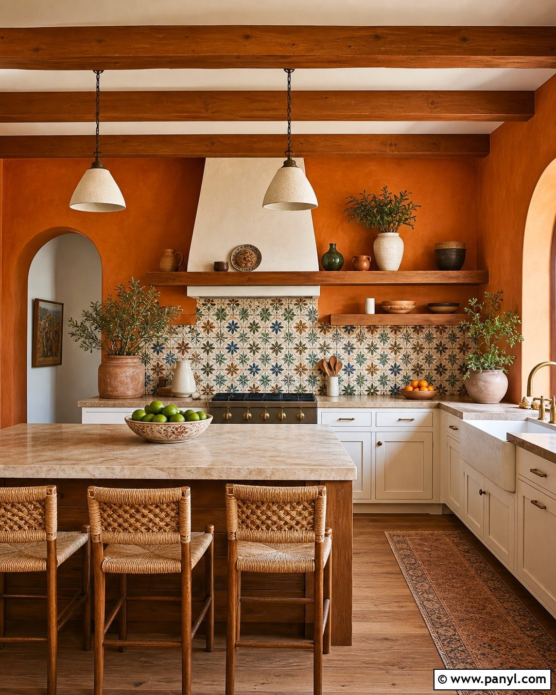 Orange Kitchen Walls With Mediterranean Tile - 35 orange kitchen walls