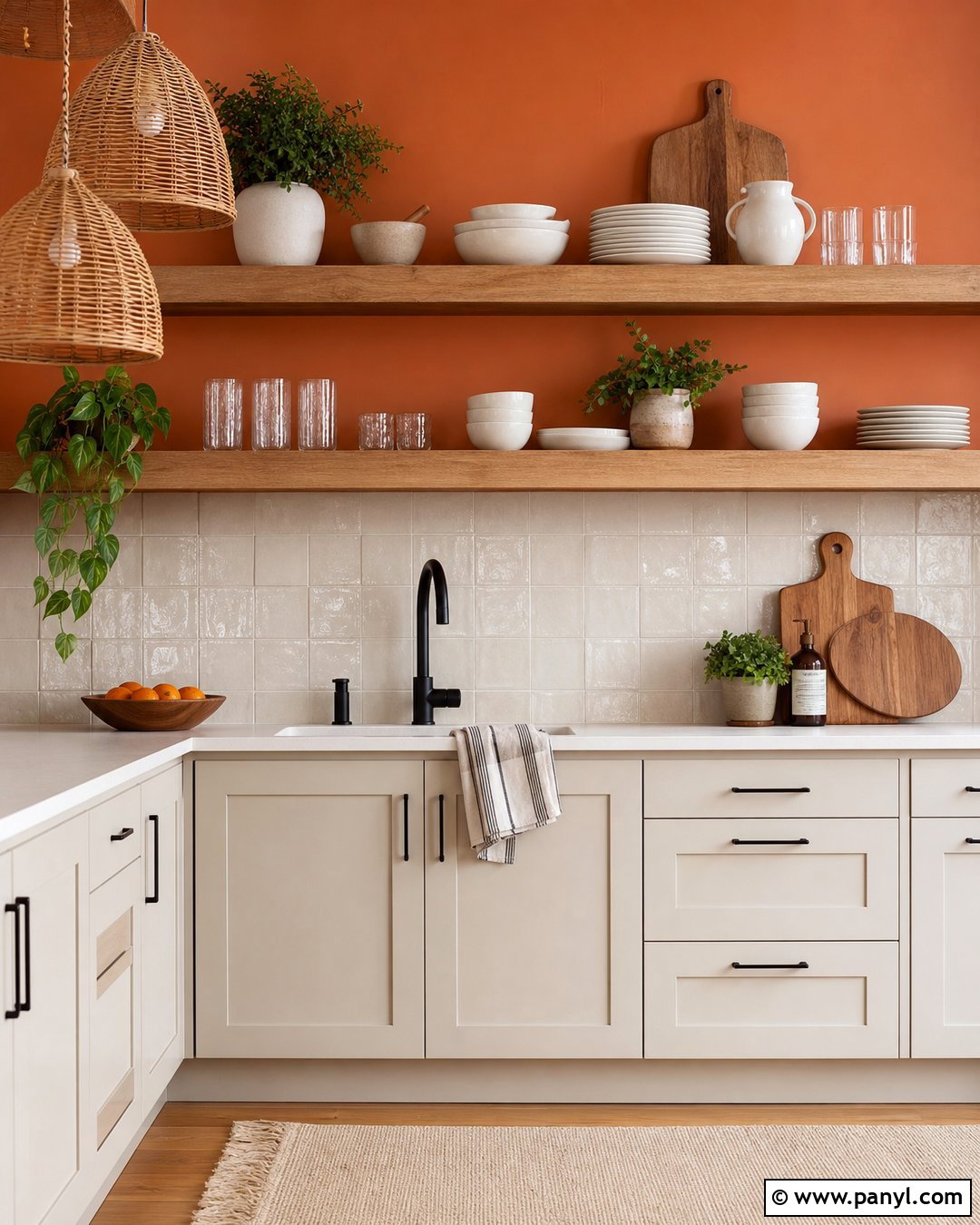 Orange Kitchen Walls With Open Shelves - 35 orange kitchen walls