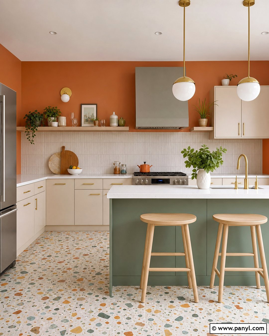 Orange Kitchen Walls With Terrazzo Floors - 35 orange kitchen walls