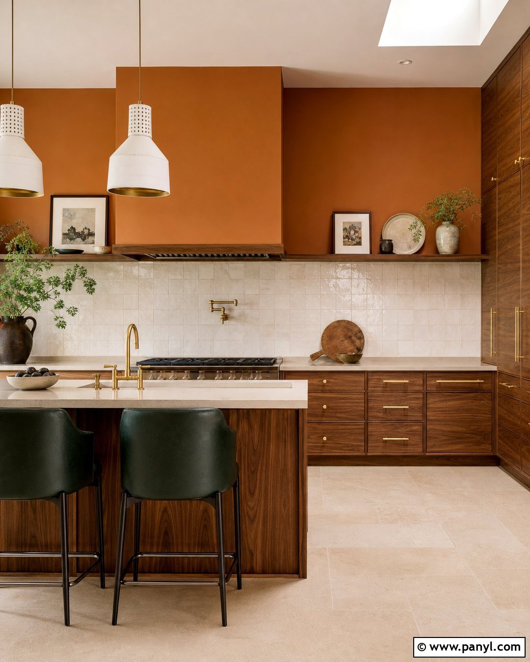 Orange Kitchen Walls With Walnut Cabinets - 35 orange kitchen walls
