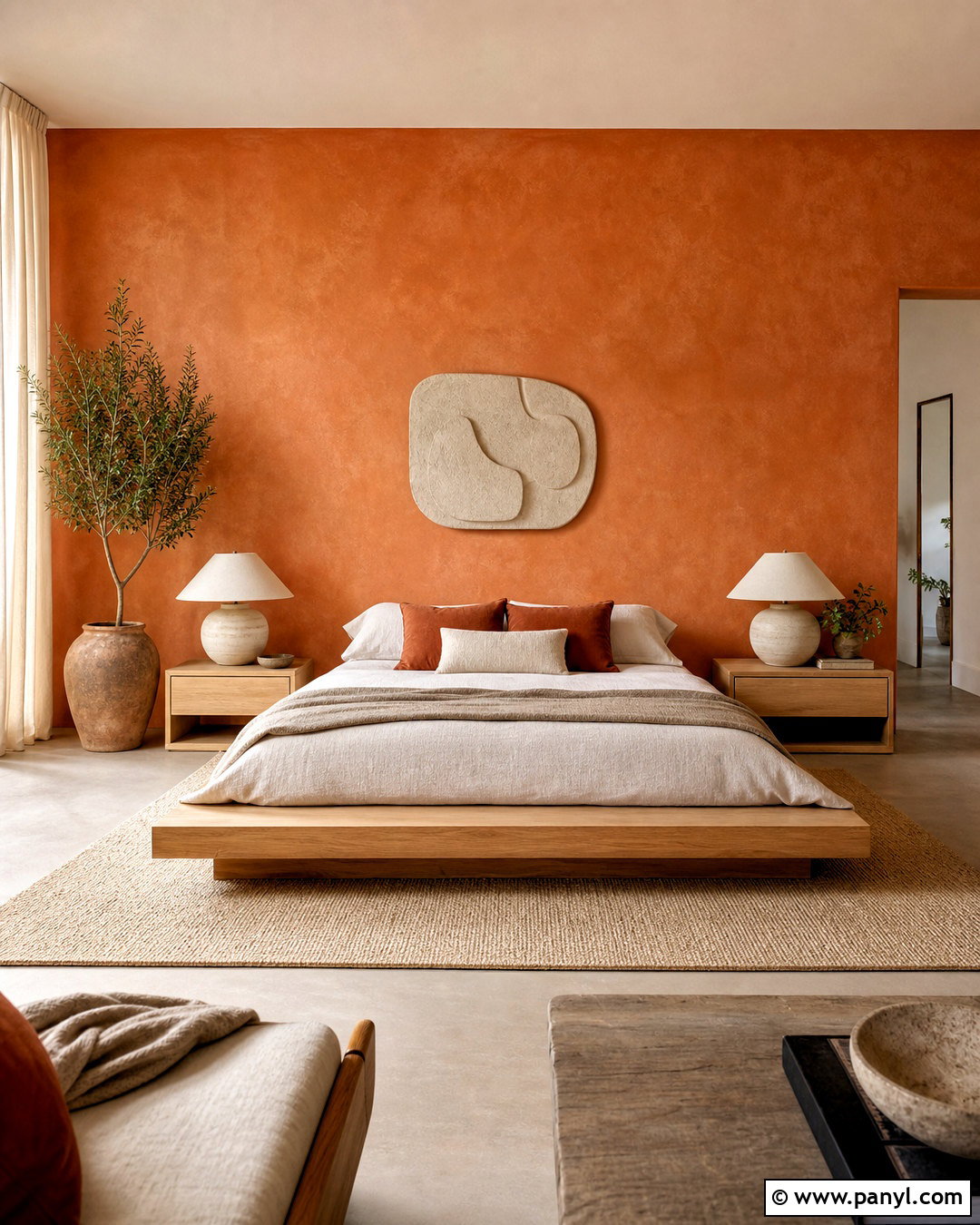 Orange Limewash Accent Wall Bedroom - 20 orange accent wall bedroom ideas