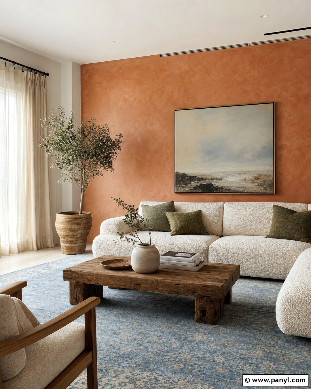 Orange Limewash Living Room Accent Wall - 30 orange accent walls