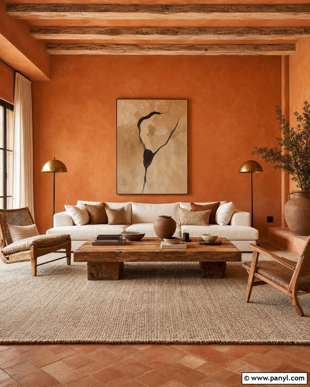 Orange Limewash Wall - 30 Orange Wall Color Ideas