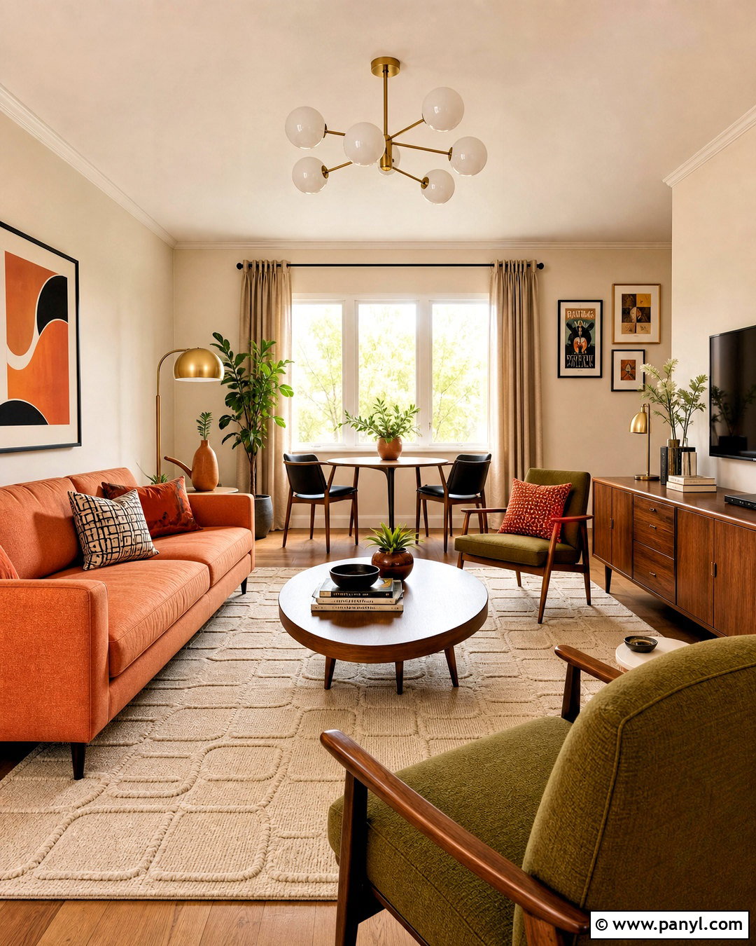 Orange Midcentury Living Room - 20 orange interior design ideas