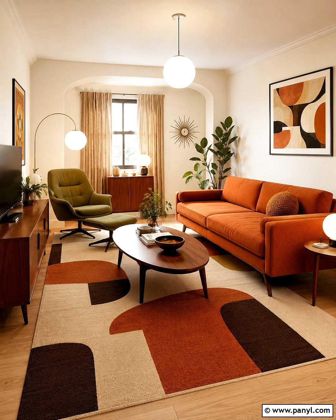 Orange Midcentury Modern Living Room - 20 orange interior ideas