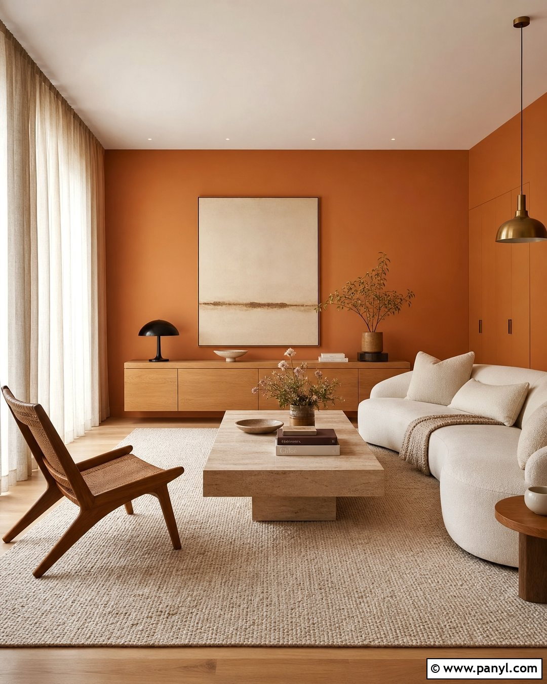 Orange Minimalist Living Room - 35 orange wall paint ideas