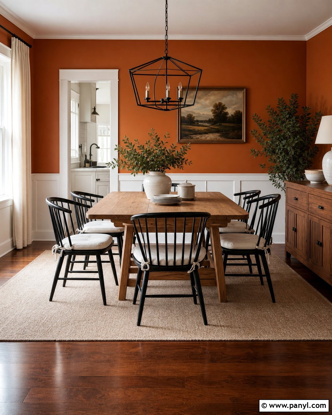 Orange Modern Farmhouse Dining Room - 30 Orange Wall Color Ideas