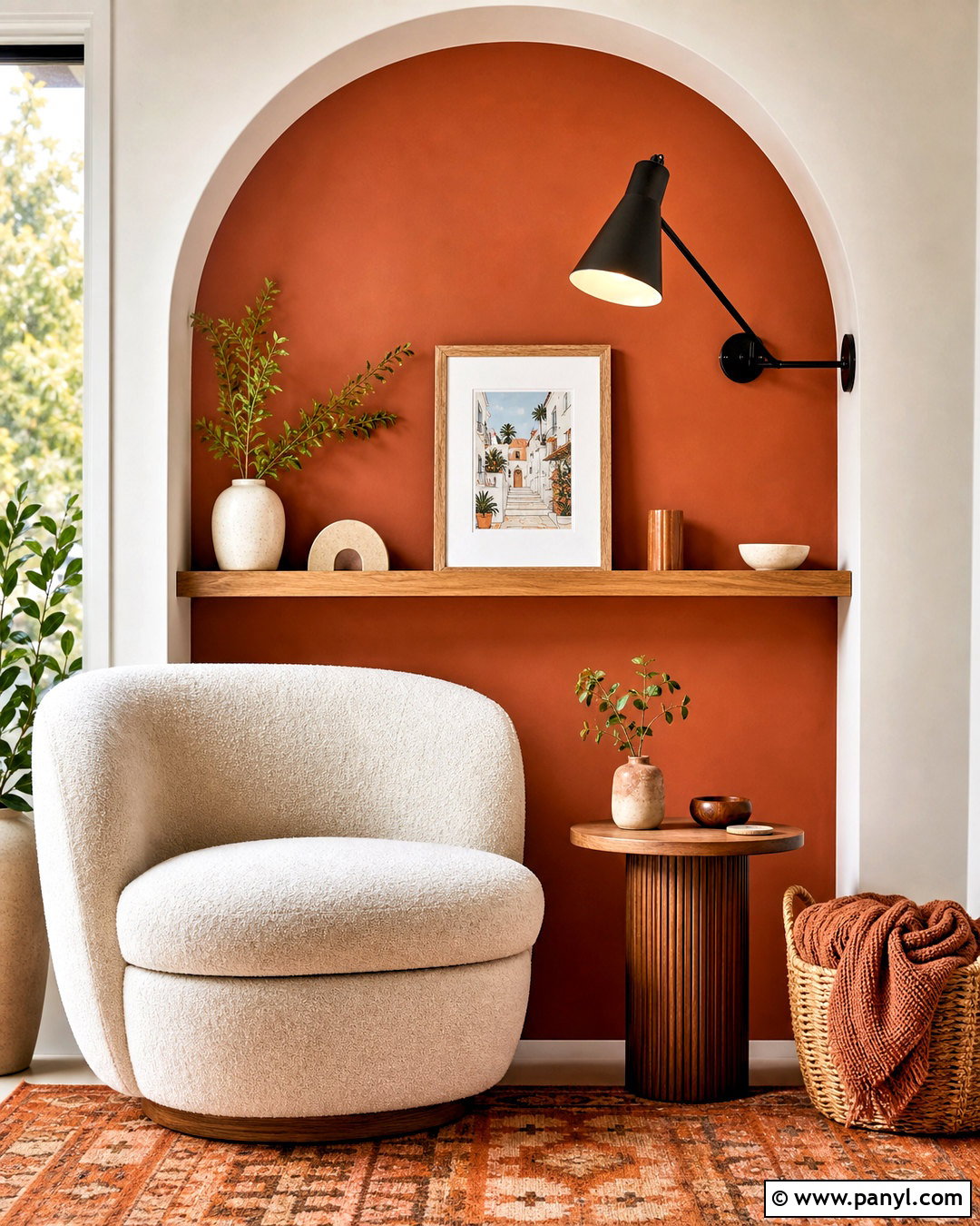 Orange Painted Wall Arch - 20 orange wall decor ideas