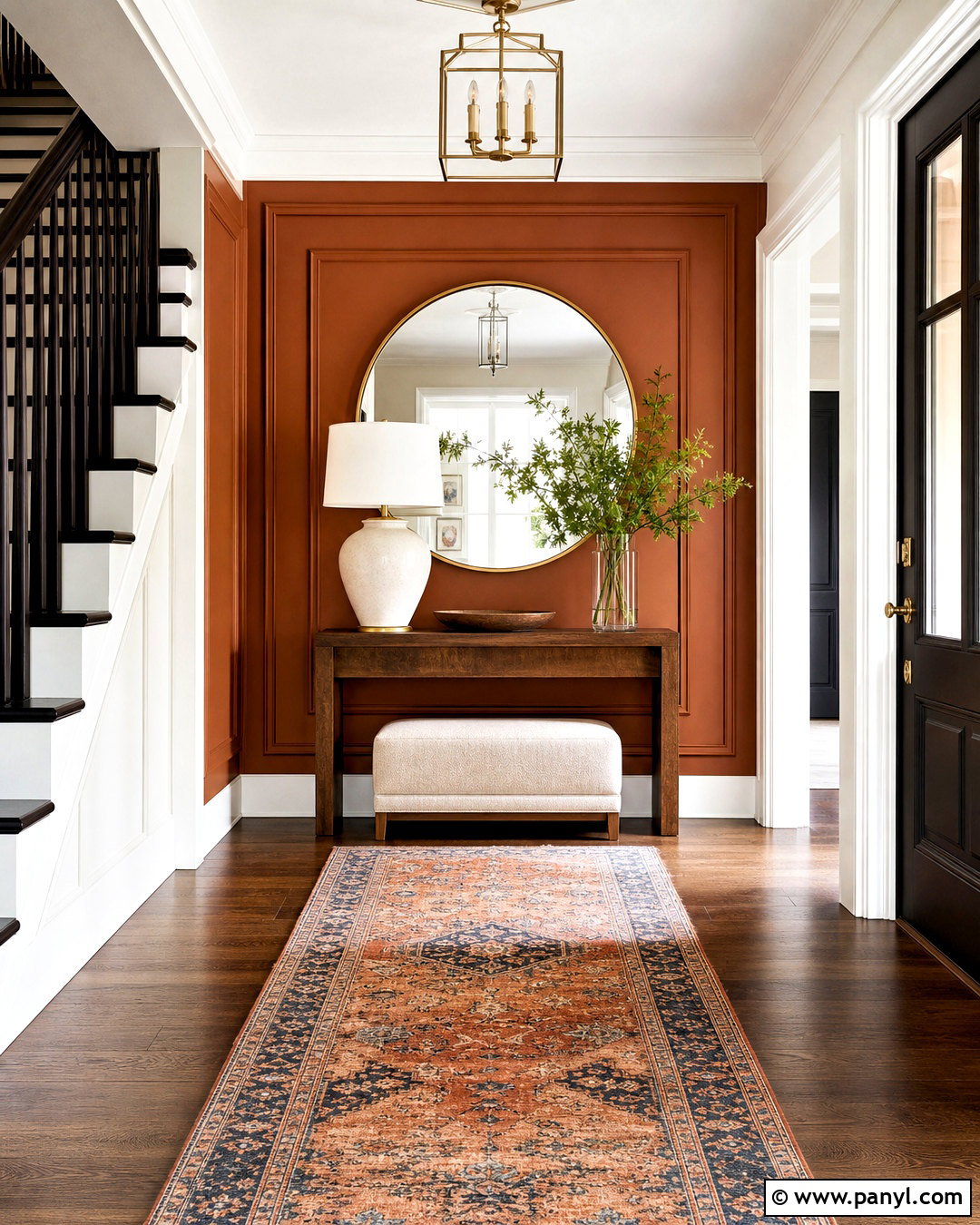 Orange Paneled Entryway Wall - 20 orange wall decor ideas