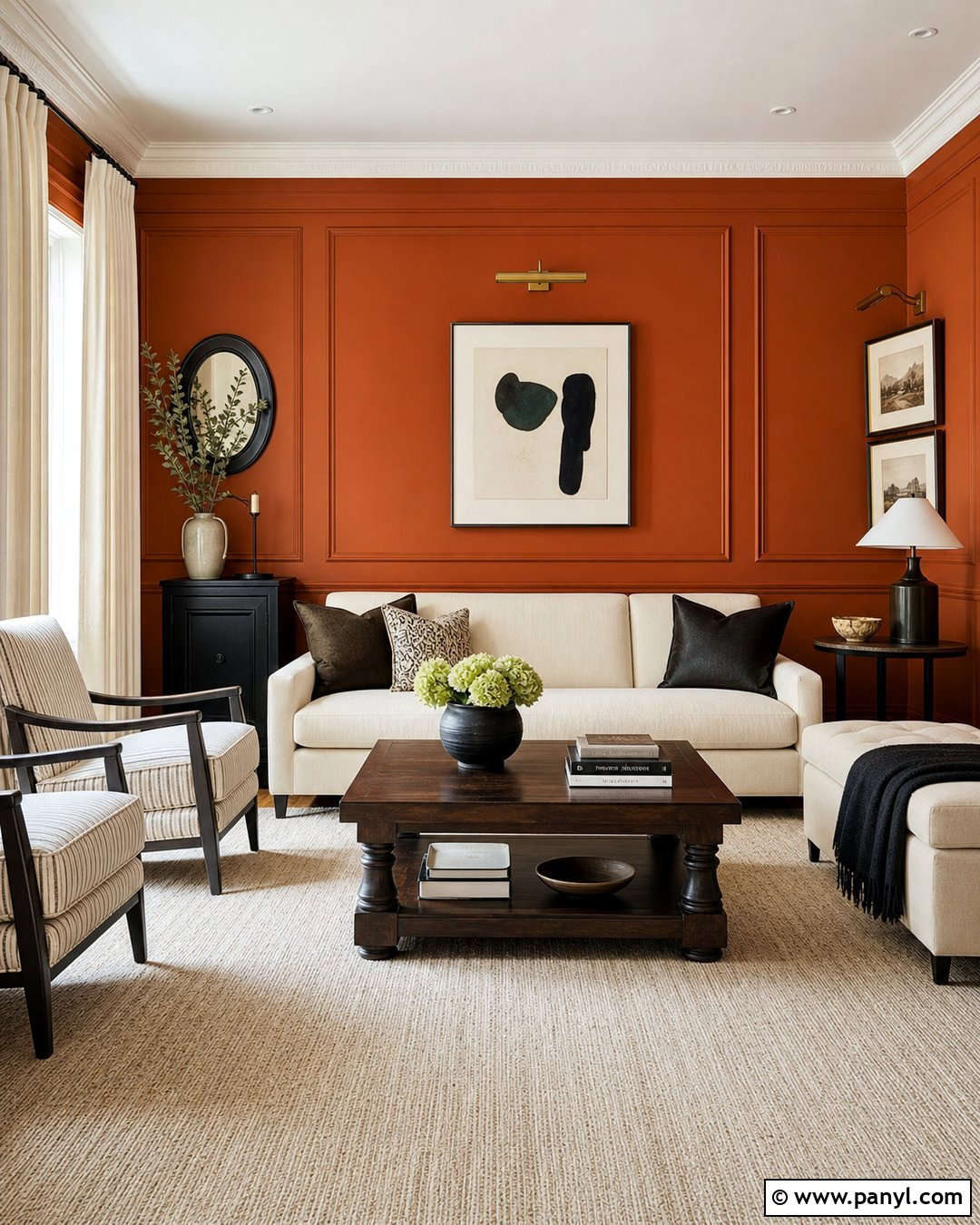 Orange Paneled Living Room Walls - 30 Orange Painted Walls