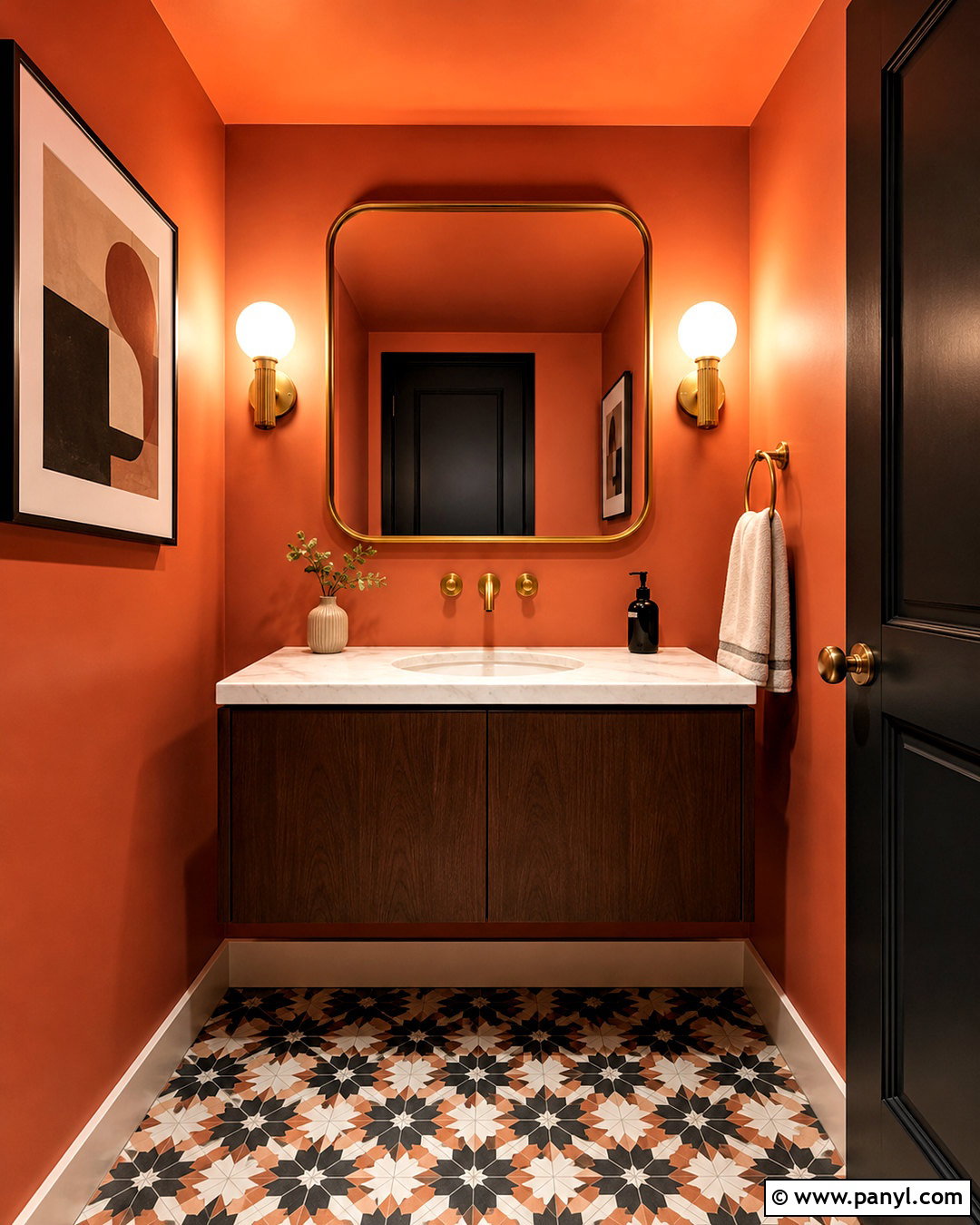 Orange Powder Room - 20 orange bathrooms designs