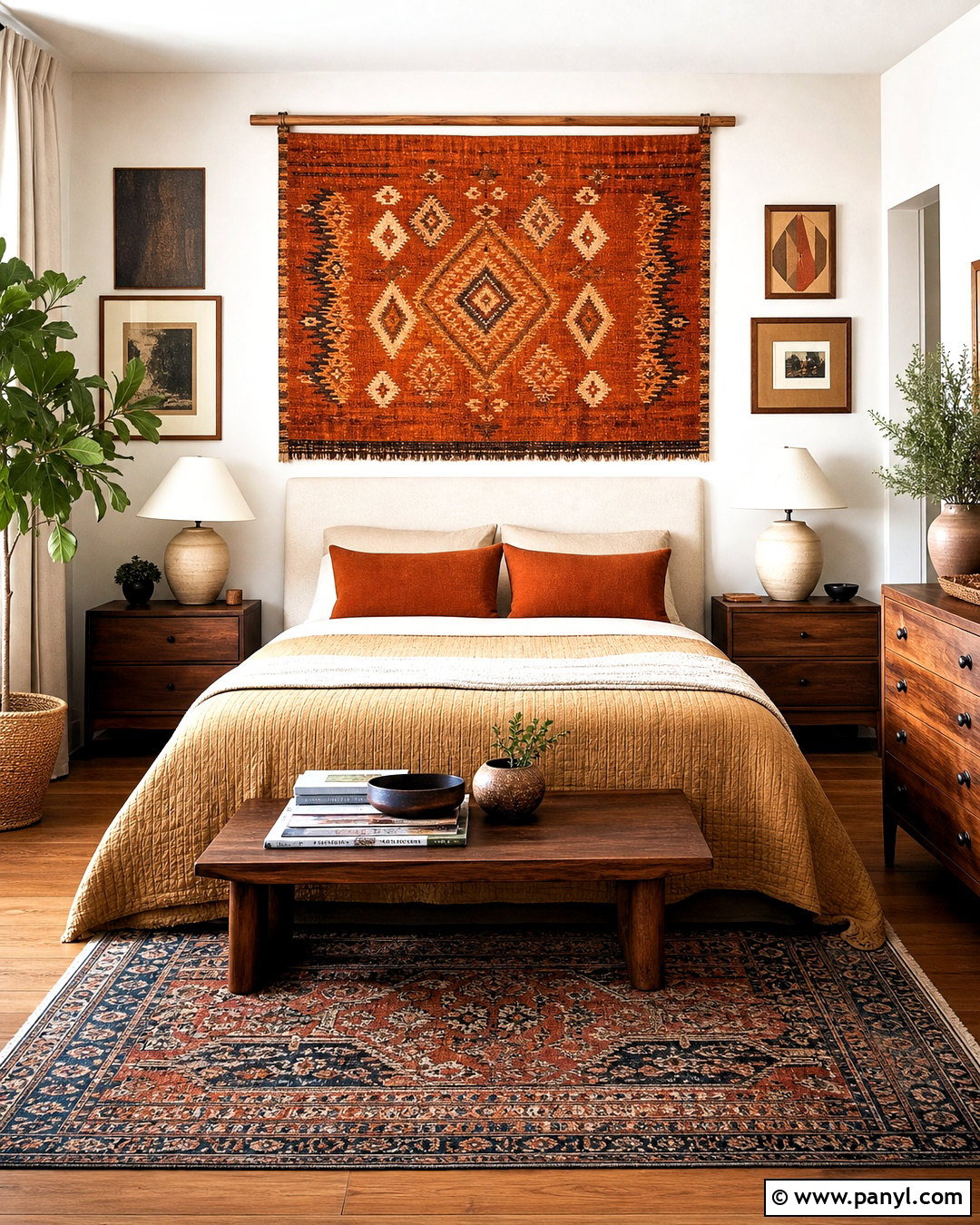 Orange Tapestry Bedroom Wall - 20 orange wall decor ideas