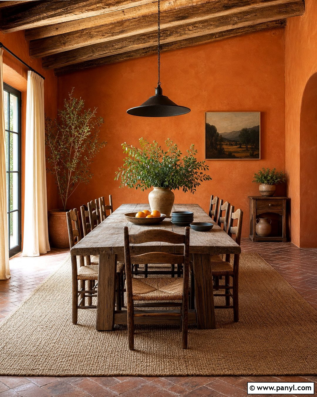Orange Textured Dining Room - 35 orange wall paint ideas