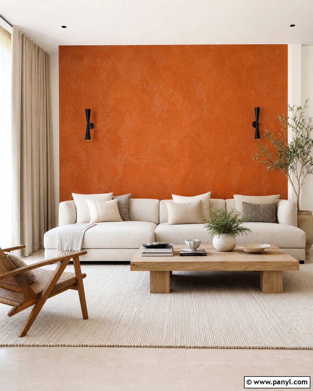 Orange Textured Plaster Feature Wall - 30 orange feature wall ideas