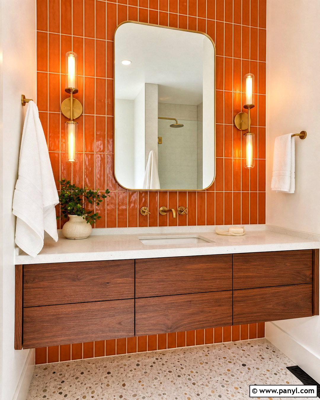 Orange Tile Bathroom Wall - 20 orange wall decor ideas