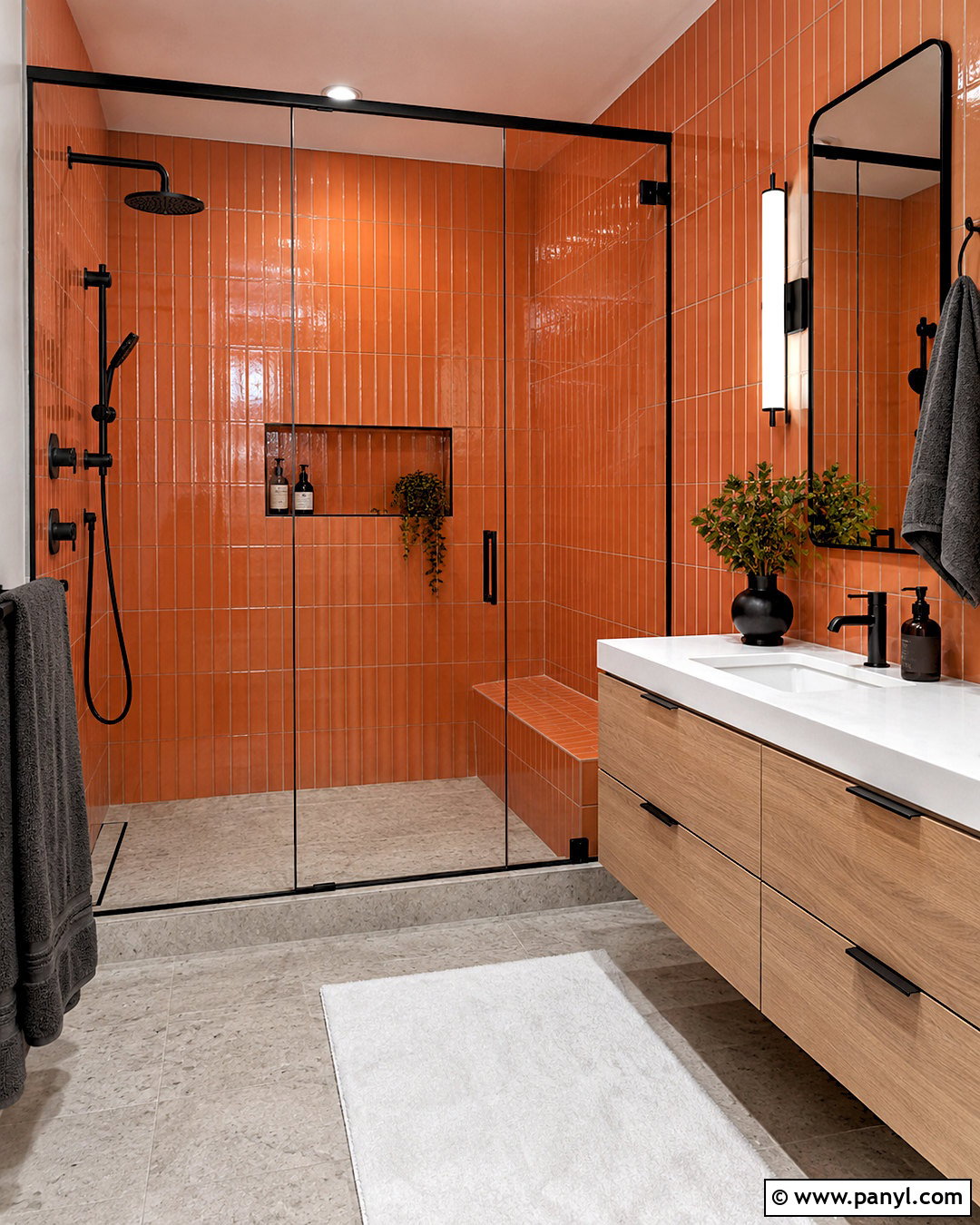 Orange Tile Shower Bathroom - 20 orange bathrooms designs